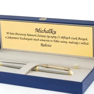 długopis w pudełku z dedykacją na pamiątkę komunijną
