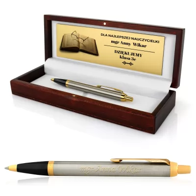 Długopis Parker IM Brushed Metal GT w etui na prezent z personalizacją