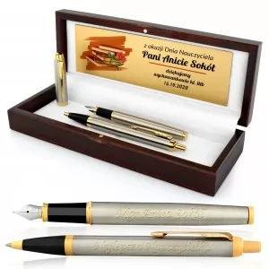 zestaw pióro i długopis parker z personalizacją na prezent na dzień nauczyciela