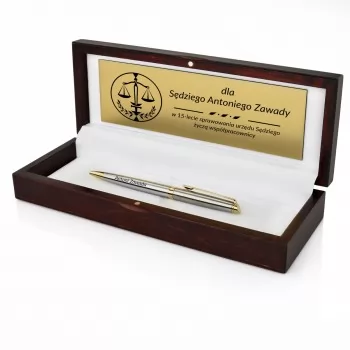 Długopis Waterman Hemisphere Stalowy GT w drewnianym etui